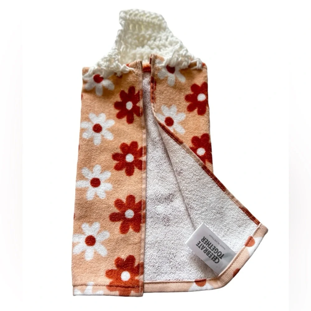Hand Crafted Colorful Floral Retro Hanging Hand Towel Crochet Top